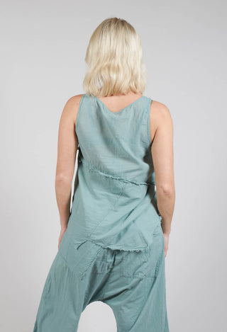 Vest Top with Raw Edges in Pale Turquoise