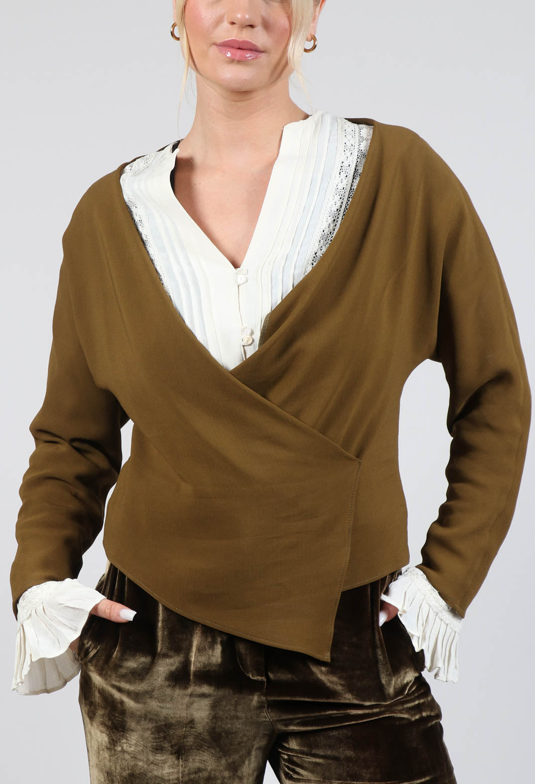 Wrap Blouse in Brown