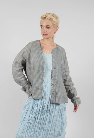 Blazer with Button Up Front in Baby Blue Stripe
