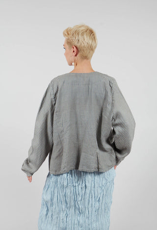 Blazer with Button Up Front in Baby Blue Stripe