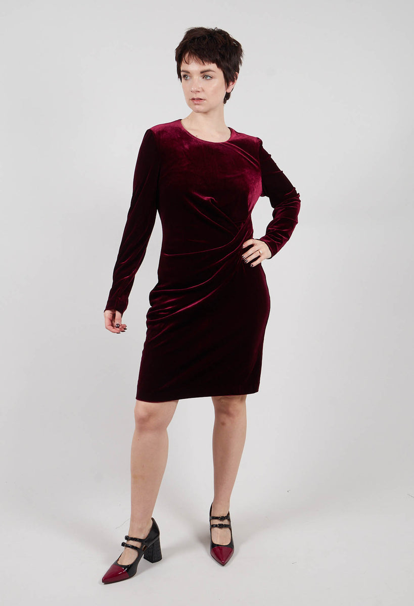 Rene Derhy Balneaire Velvet Dress in Bordeaux