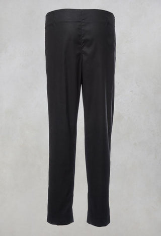 Cropped Straight Leg Trousers in Black
