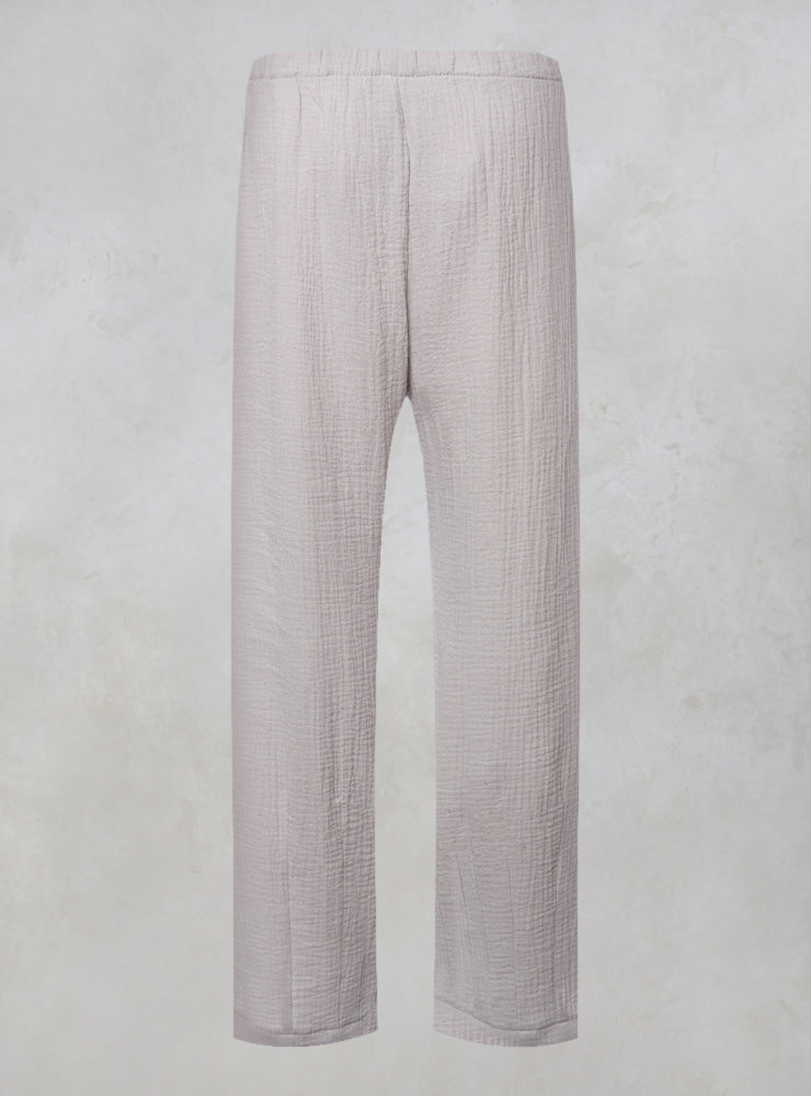 Soft Cotton Cropped Trousers with Waffle Style Texture in Grey