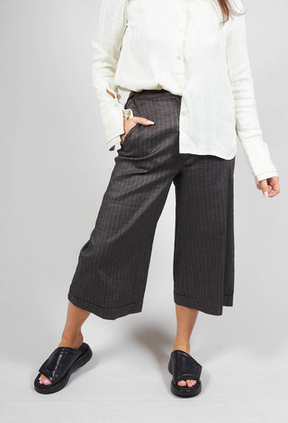 Cropped Wide Fit Striped Tailored Trousers in Balinese Fango