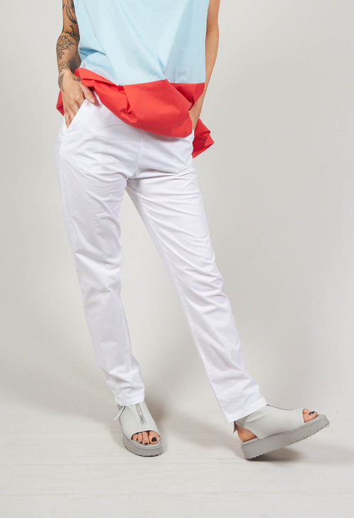 Trousers with Elasticated Waistband and Pockets in Chalk