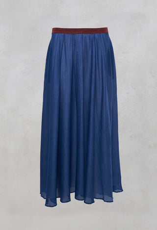 Layered Maxi Skirt with Contrast Waistband in Bluette