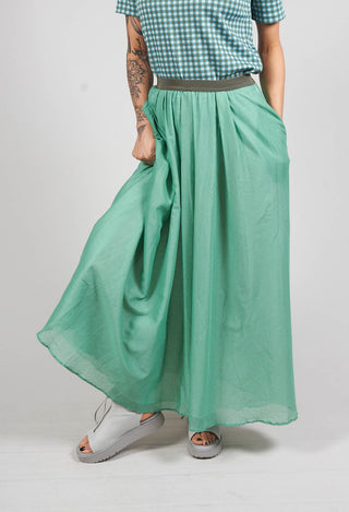 Layered Maxi Skirt with Contrast Waistband in Emerald