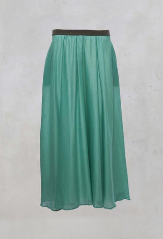 Layered Maxi Skirt with Contrast Waistband in Emerald