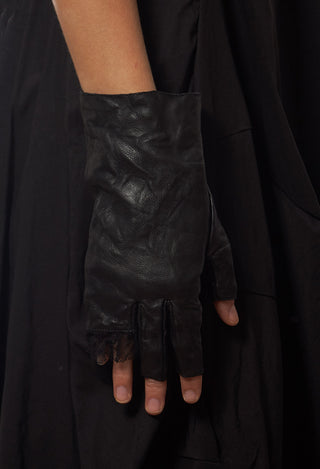 Leather Fingerless Gloves in Black