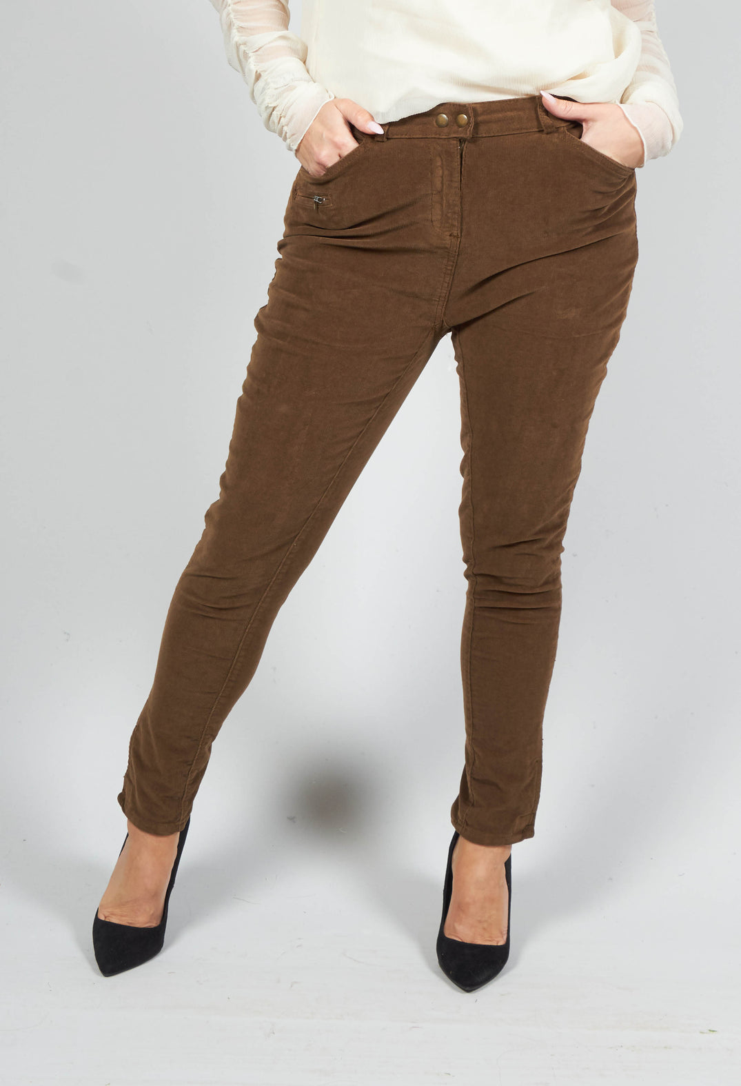 Corduroy Straight Leg Trousers in Carmel