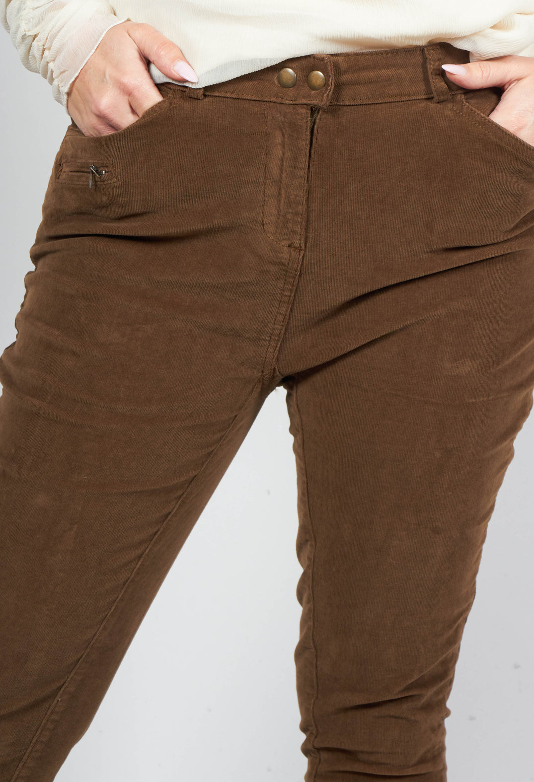 Corduroy Straight Leg Trousers in Carmel