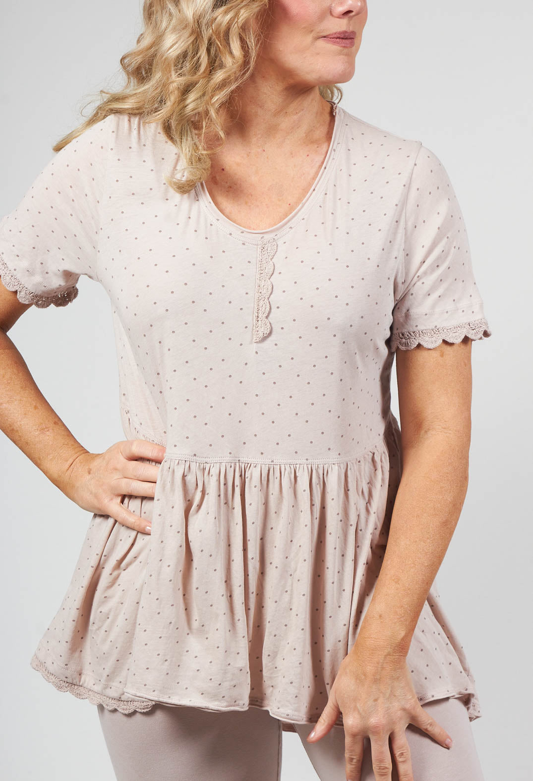Jersey Top with Flared Hemline in Dots