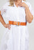 ladies leather belt in orange