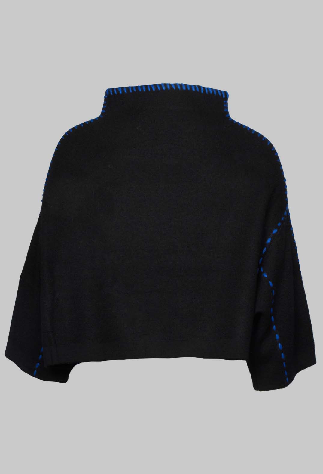 Cropped Jumper with Contrast Stitching in Black