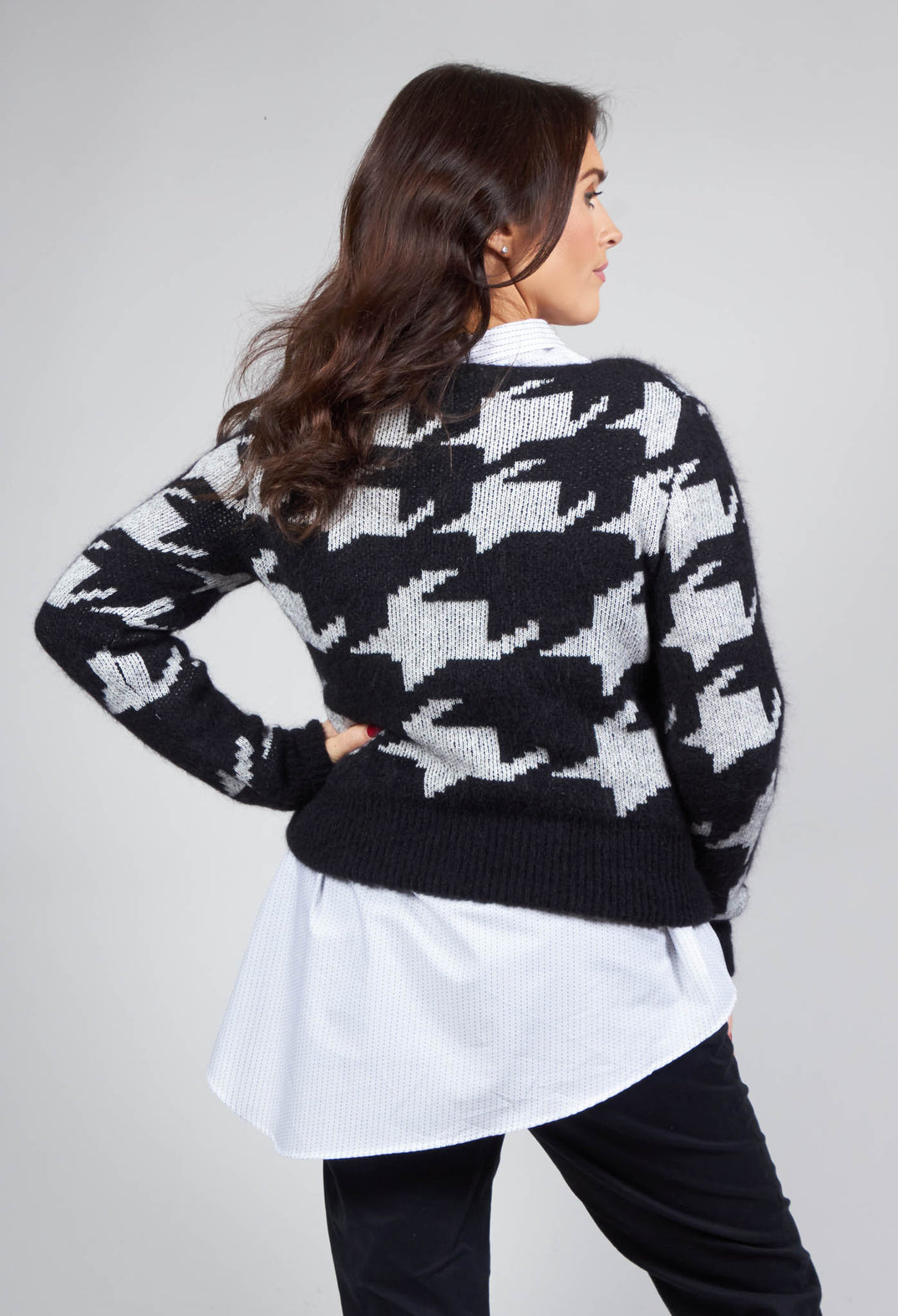 Wide Neck Jumper in Black and White