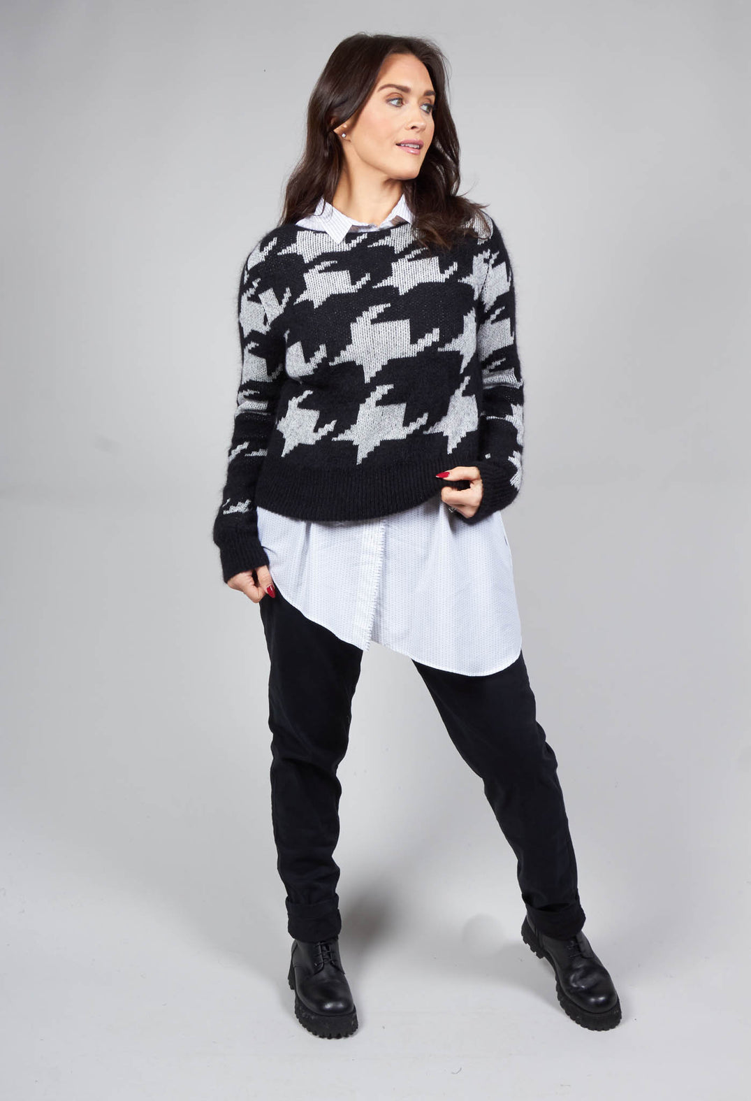 Wide Neck Jumper in Black and White