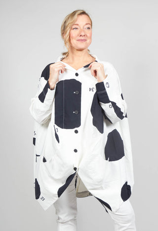 Oversized Button Through Jacket in Black Print