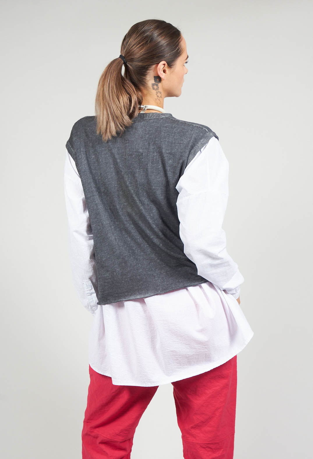 Linen Cotton Vest in Grey
