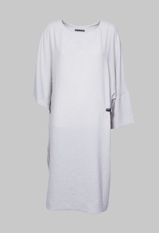 Woven Dress with Asymmetric Sleeves in Stone