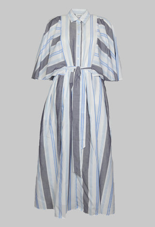 Cape Style Sleeve Dress in Blue Stripe