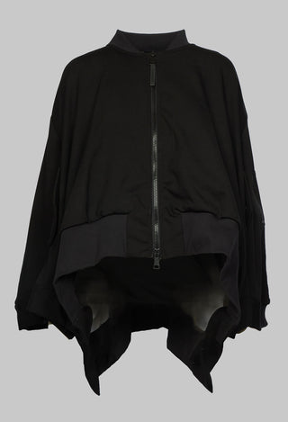 Batwing Sleeved Jacket with Asymmetric Hem in Black