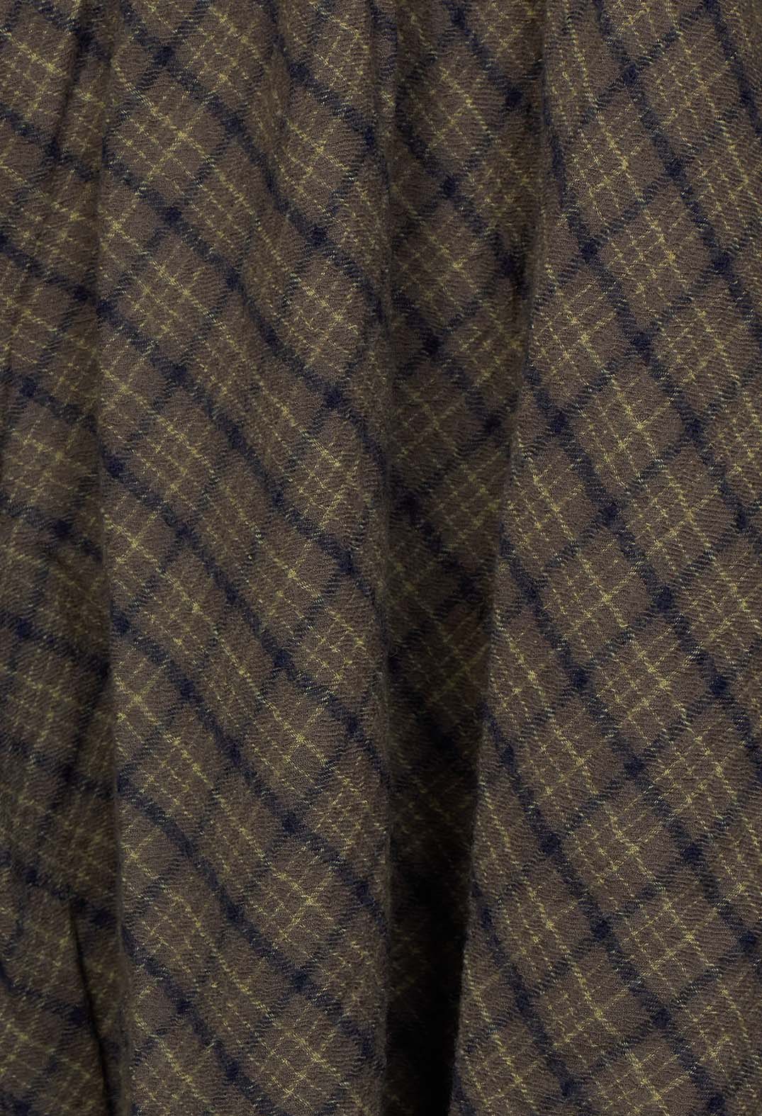 Collar Tartan Wool Dress in Grey