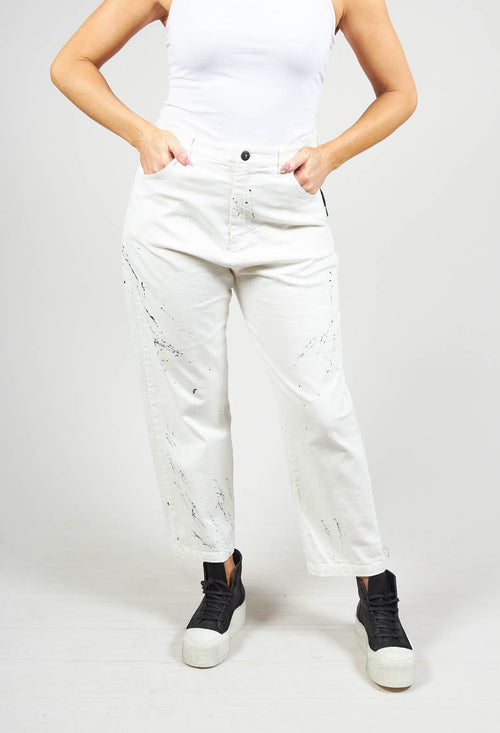 Denim Jeans with Contrasting Paint Detail in White