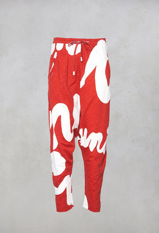 Drop Crotch Joggers in Berry Print