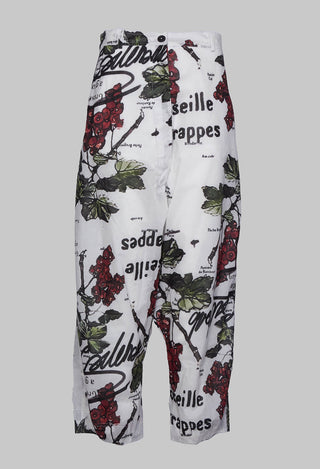 Drop Crotch Trousers with All Over Print in Fraise Lack