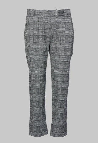 Cropped Pleated Trouser with Button in Check