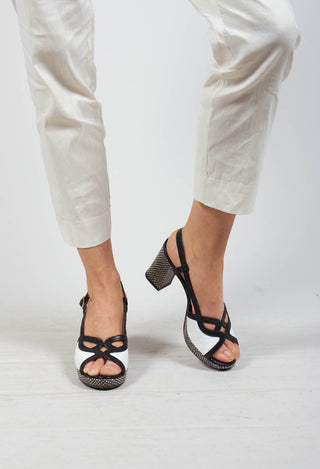 Heeled Sandal with Contrasting Detail in Black and White