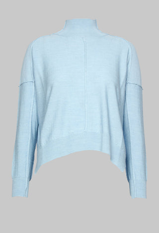 High Neck Sweater with Seam Detail in Light Blue