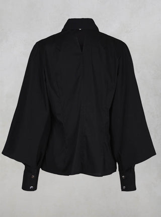 Shirt with Flared Puff Sleeves in Black