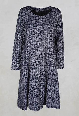 Patterned Midi Dress in Navy