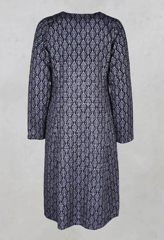 Patterned Midi Dress in Navy