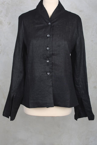 Loose Fitted Jacket with Button Up Front in Black