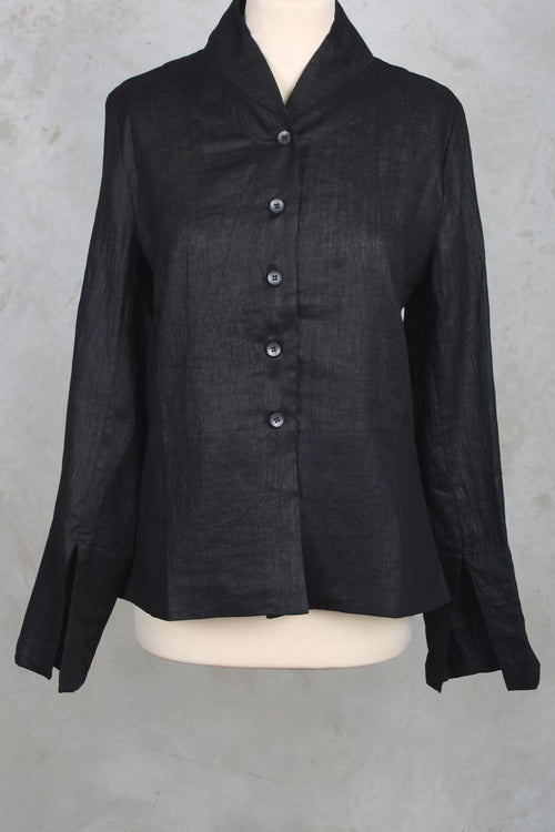 Loose Fitted Jacket with Button Up Front in Black