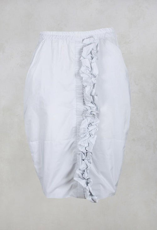 Taffeta Skirt with Ruffle Front in Grey Pinstripe