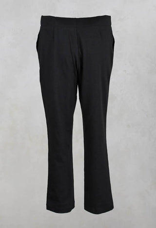 Cropped Button Detail Trousers in Black