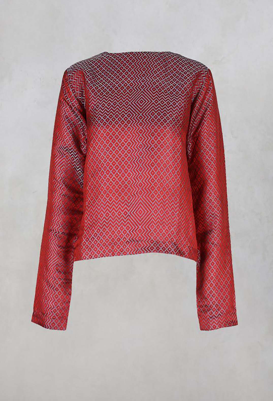 Brocade Silk Top in Metallic Red