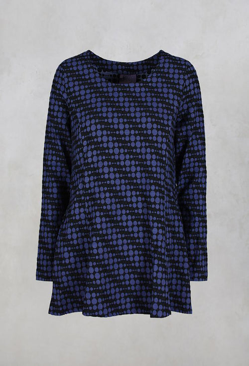 Spotty Jacquard Flared Tunic with Pockets in Blueberry