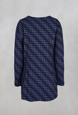 Spotty Jacquard Flared Tunic with Pockets in Blueberry
