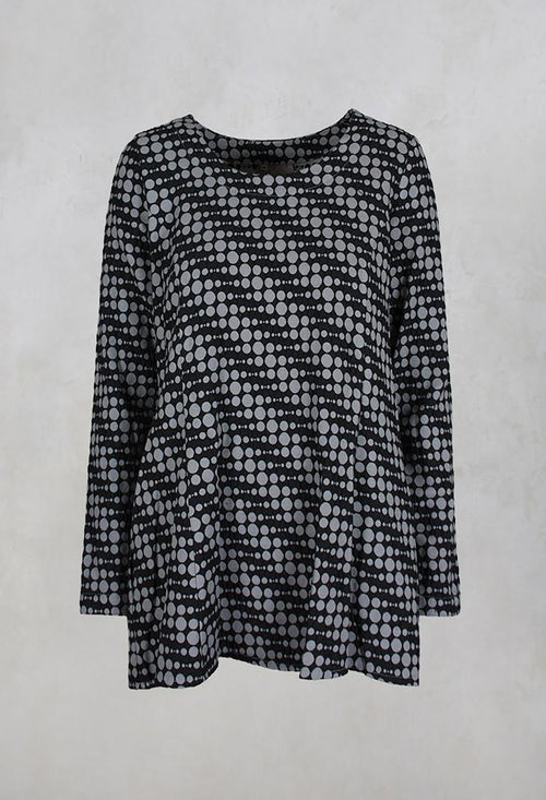 Spotty Jacquard Flared Tunic with Pockets in Silver