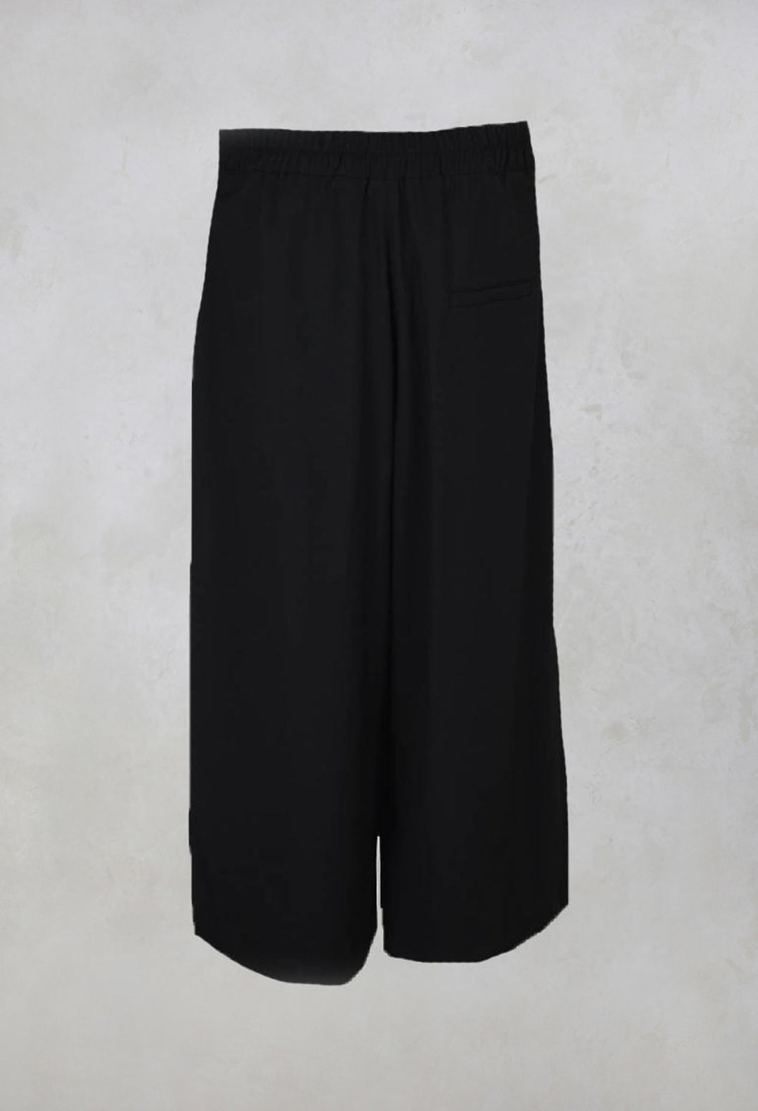 Wide Fit Trousers with Elasticated Waist in Black