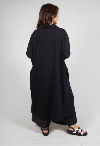 Jersey Shirt Dress in Black and White