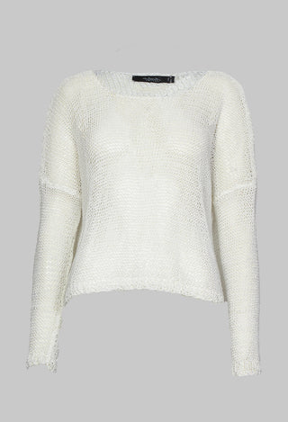 Relaxed Fit Open Weave Jumper in Off White