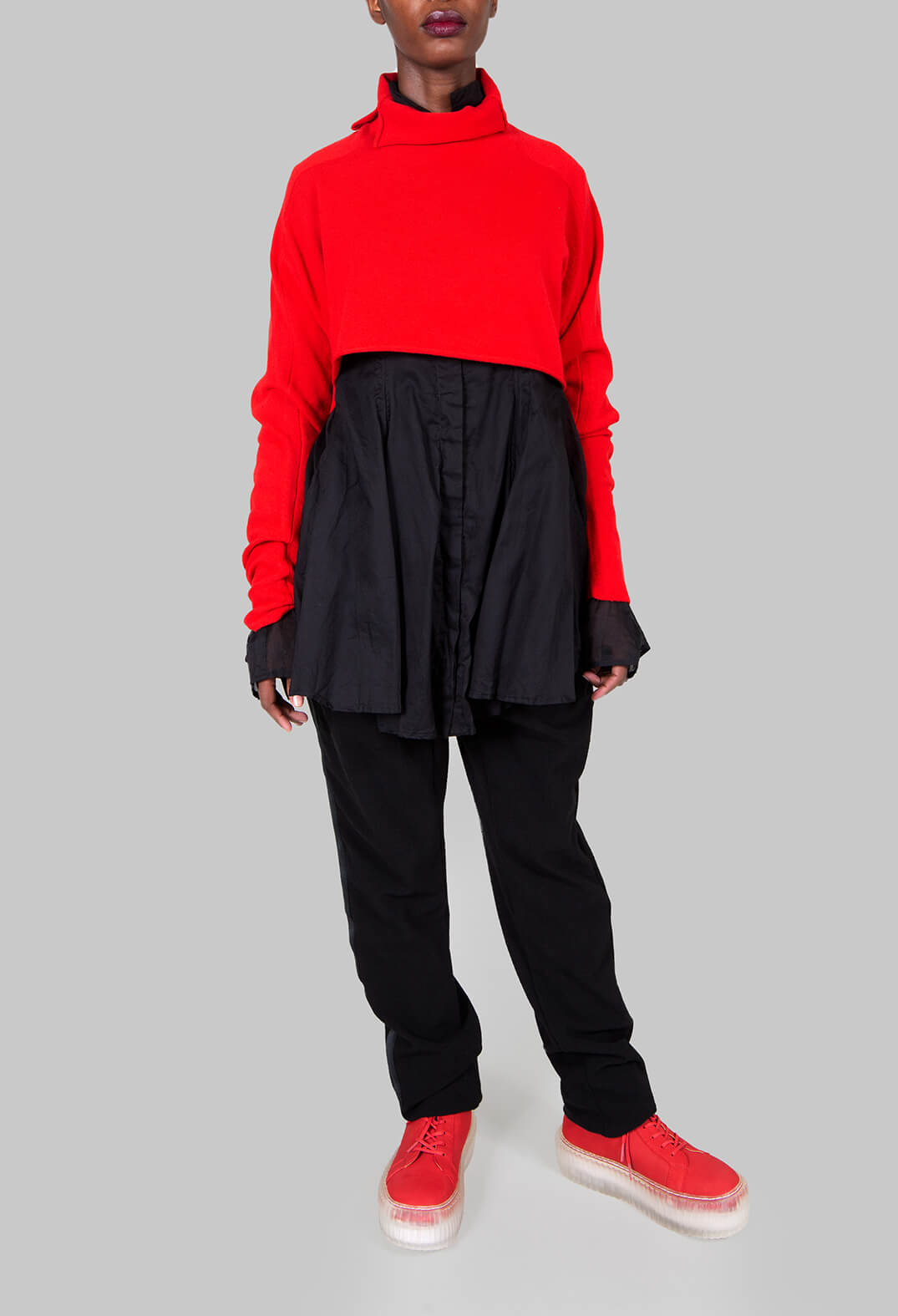 Loose Style Trousers with Military Style Trim in Black