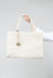 Large Tote Bag with Dogtooth Print in Off White and Sand