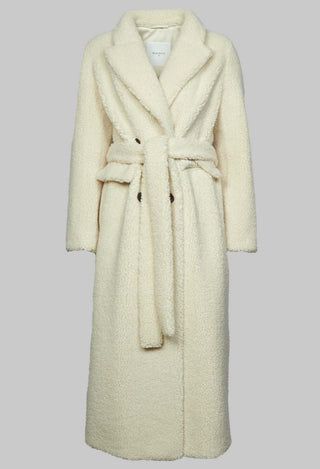 Long Sleeve Teddy Coat in Cream