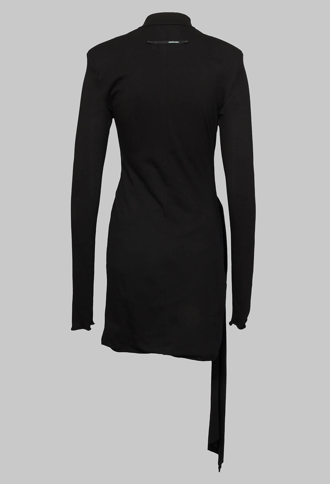 Long Sleeved Dress with Front Wrap Detail in Black